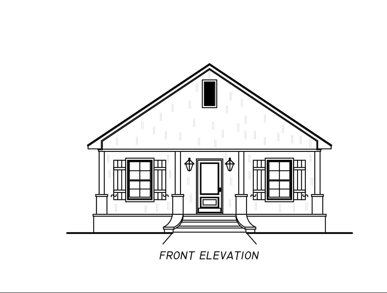 Home Plan Front Elevation of this 3-Bedroom,1176 Sq Ft Plan -140-1139