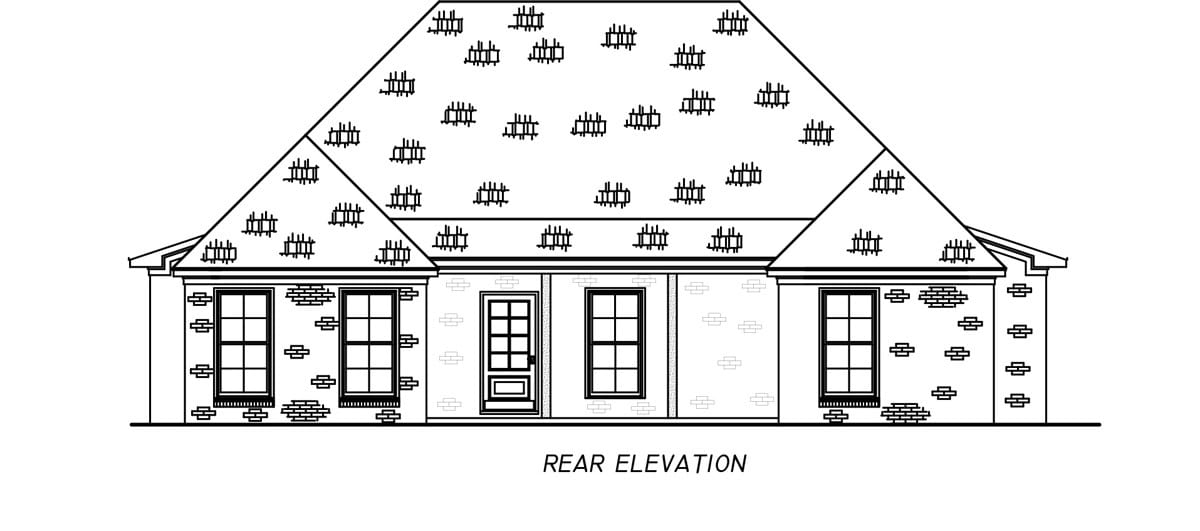 Home Plan Rear Elevation of this 5-Bedroom,1832 Sq Ft Plan -140-1141