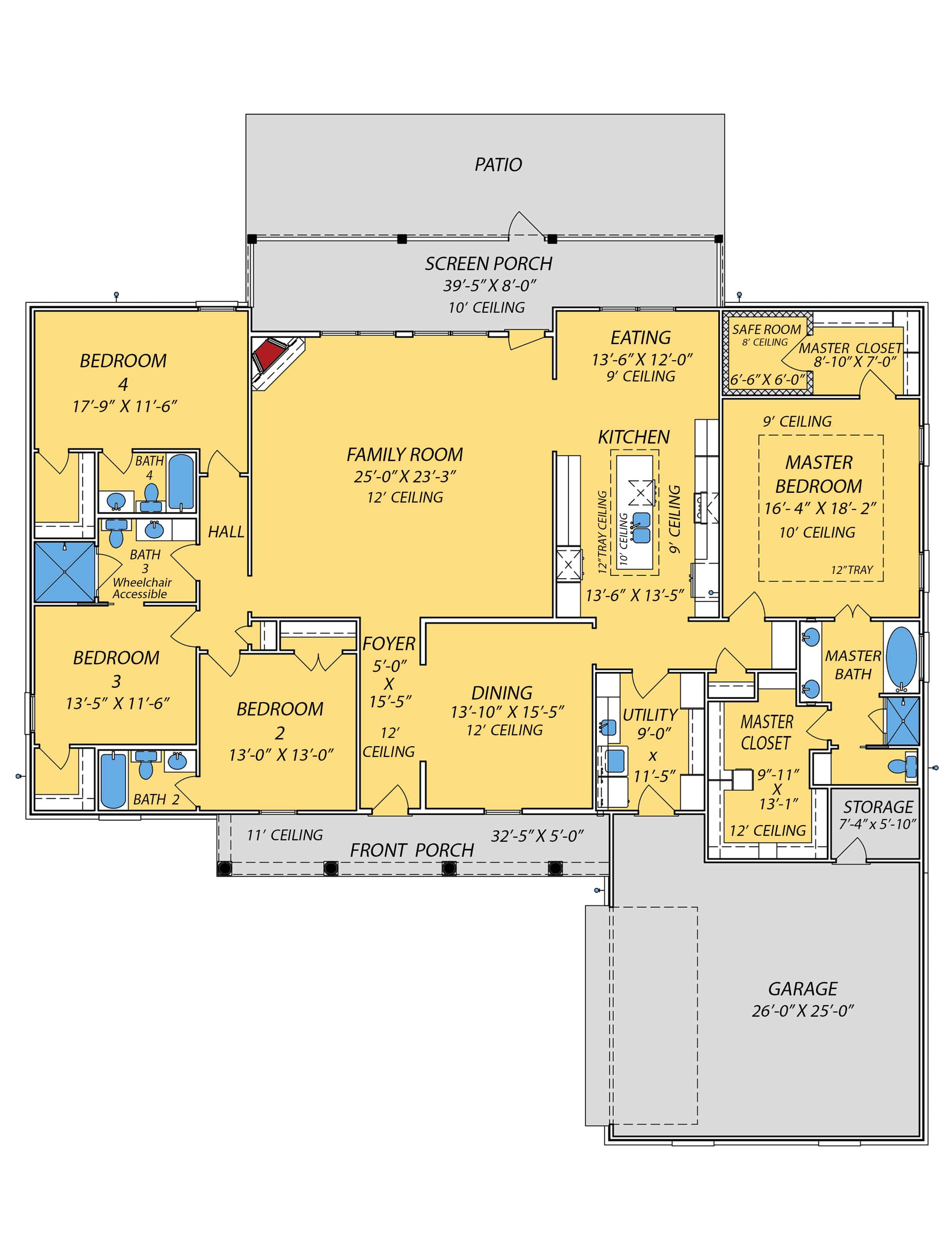 Main Level of Traditional Plan #140-1142
