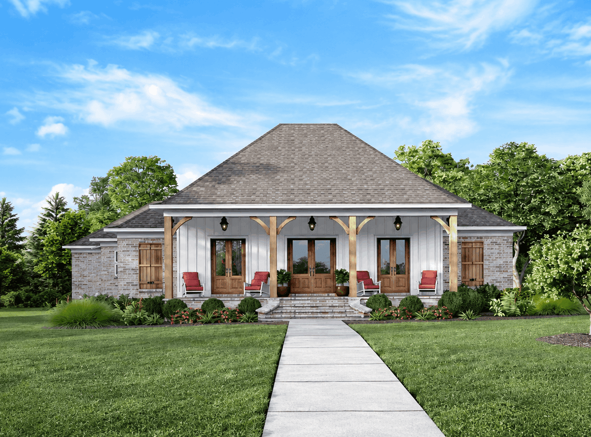Front elevation of Traditional home (ThePlanCollection: House Plan #140-1144)