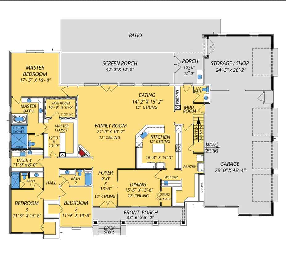 Main Level of Traditional Plan #140-1148