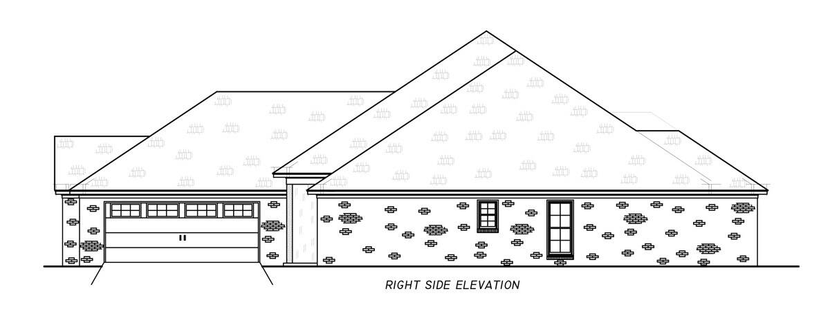 Home Plan Right Elevation of this 4-Bedroom,2013 Sq Ft Plan -140-1150
