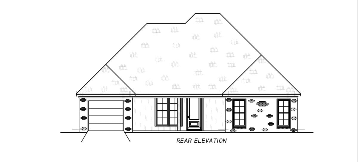 Home Plan Rear Elevation of this 4-Bedroom,2013 Sq Ft Plan -140-1150