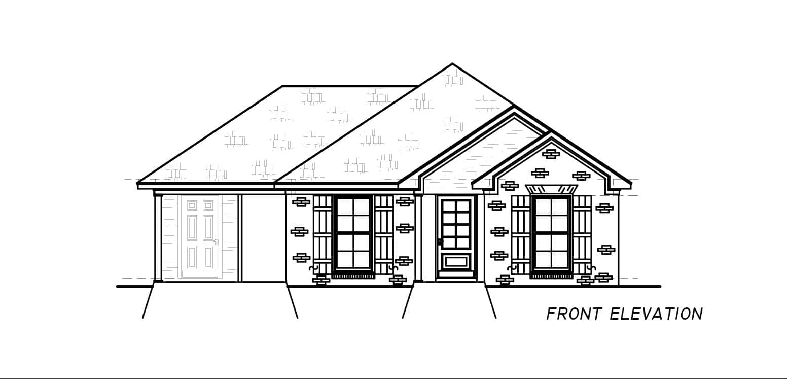 Home Plan Front Elevation of this 3-Bedroom,1252 Sq Ft Plan -140-1152