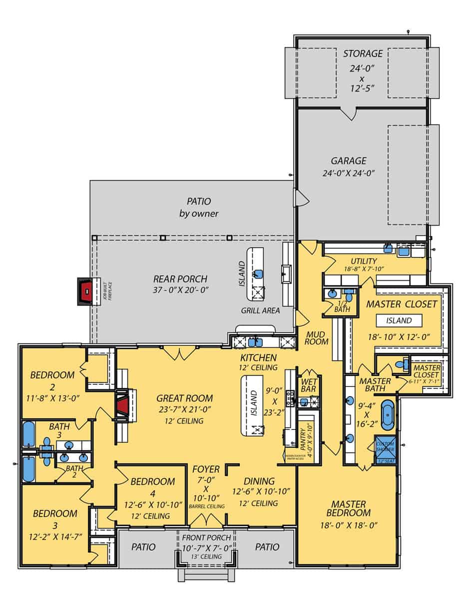 Main Level of Traditional Plan #140-1155