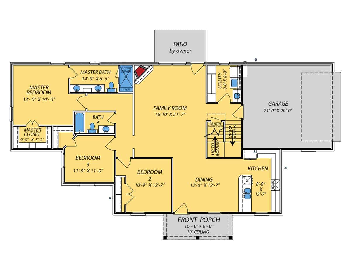 Main Level of Traditional Plan #140-1157