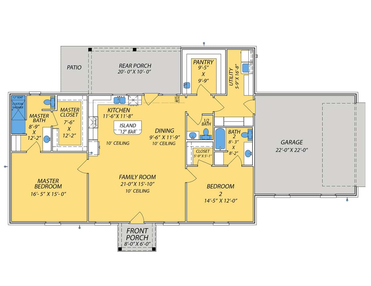 Main Level of Traditional Plan #140-1158