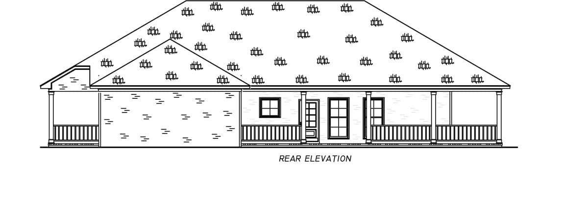 Home Plan Rear Elevation of this 3-Bedroom,1768 Sq Ft Plan -140-1160