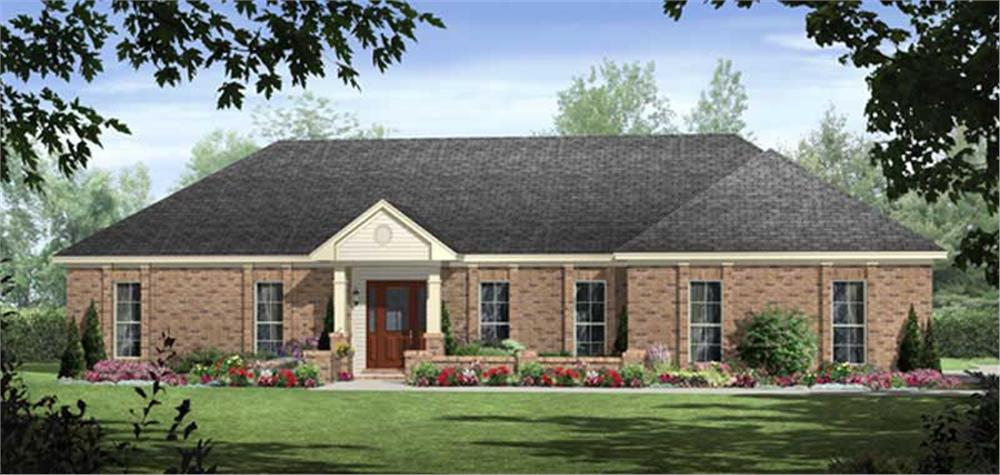 Front elevation of European home (ThePlanCollection: House Plan #141-1010)