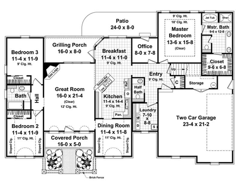 Floor Plan First Story of Country Plan #141-1011