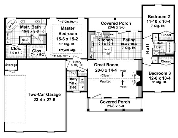 Floor Plan First Story of Country Plan #141-1018