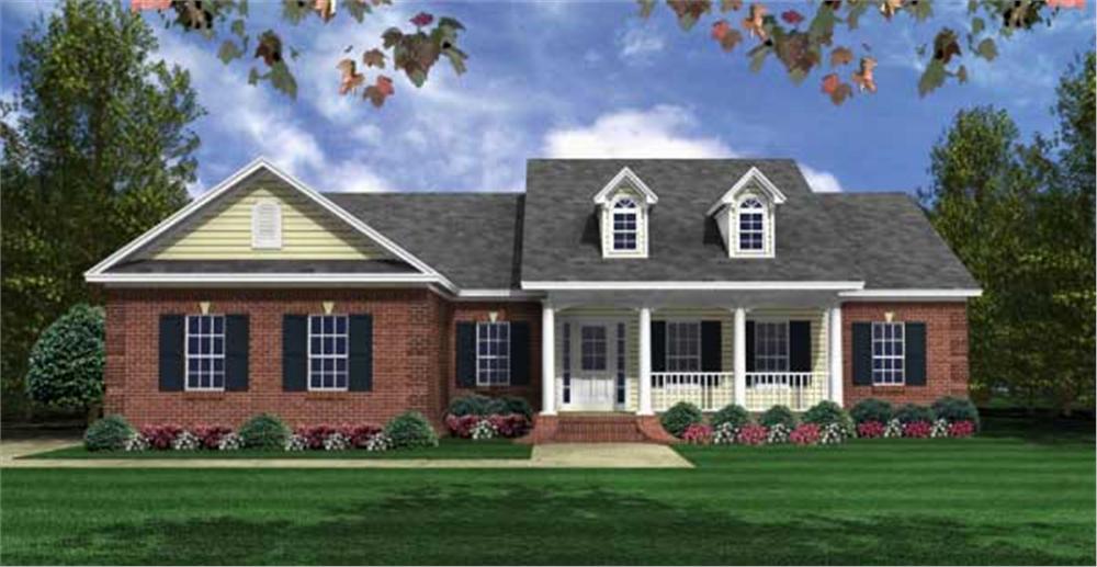 Front elevation of Country home (ThePlanCollection: House Plan #141-1018)