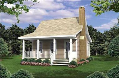 1-Bedroom, 400 Sq Ft Country House Plan - 141-1076 - Front Exterior