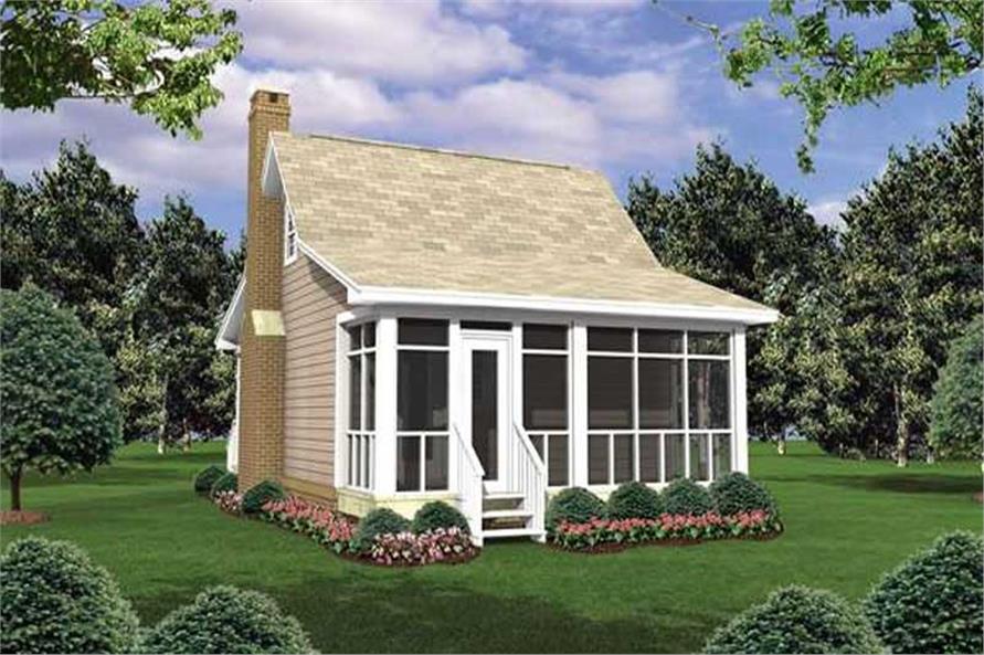 Home Plan Rear Elevation of this 1-Bedroom,400 Sq Ft Plan -141-1076