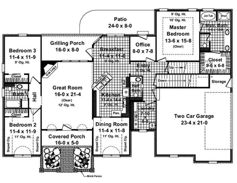 Floor Plan First Story of Country Plan #141-1086