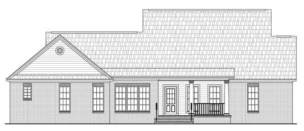Home Plan Rear Elevation of this 3-Bedroom,1700 Sq Ft Plan -141-1091