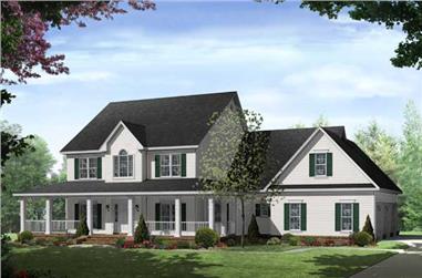 4-Bedroom, 3000 Sq Ft Country House Plan - 141-1092 - Front Exterior
