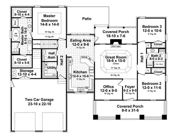 Floor Plan First Story of Craftsman Plan #141-1113