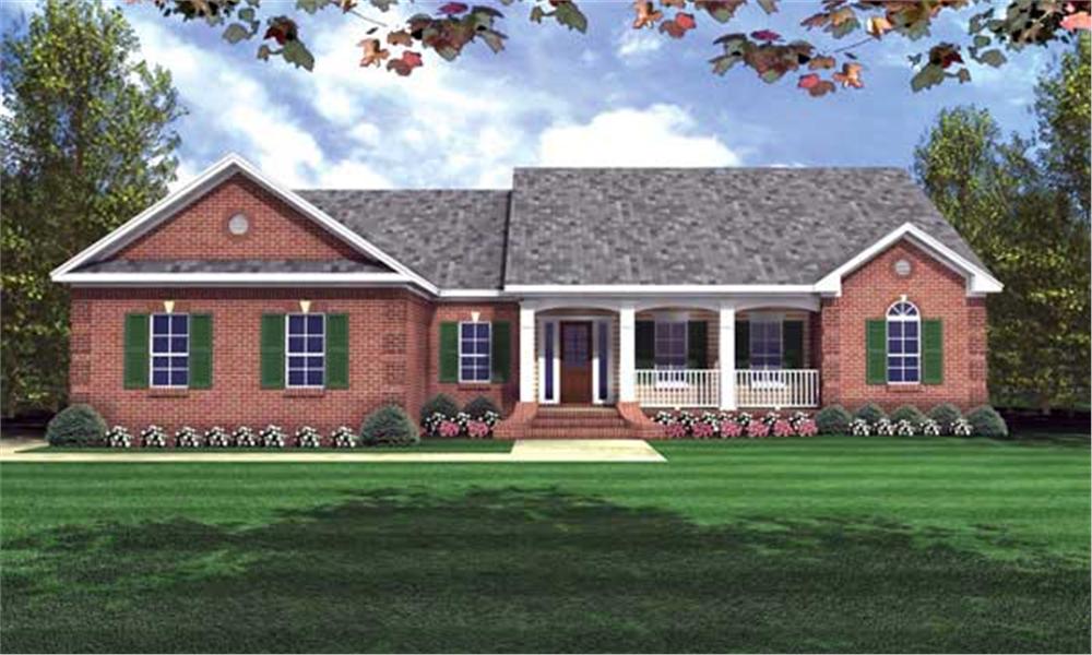Front elevation of Ranch home (ThePlanCollection: House Plan #141-1119)