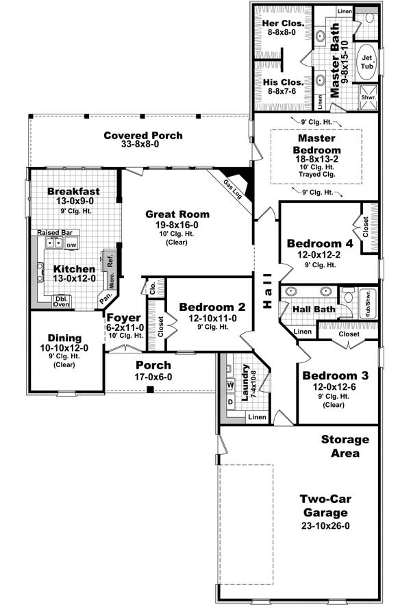 Floor Plan First Story of Country Plan #141-1128