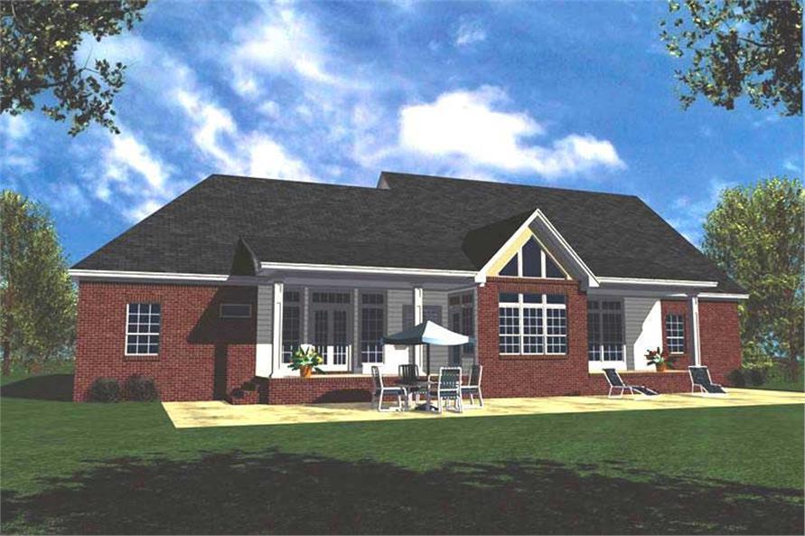 Home Plan Rear Elevation of this 3-Bedroom,2100 Sq Ft Plan -141-1156