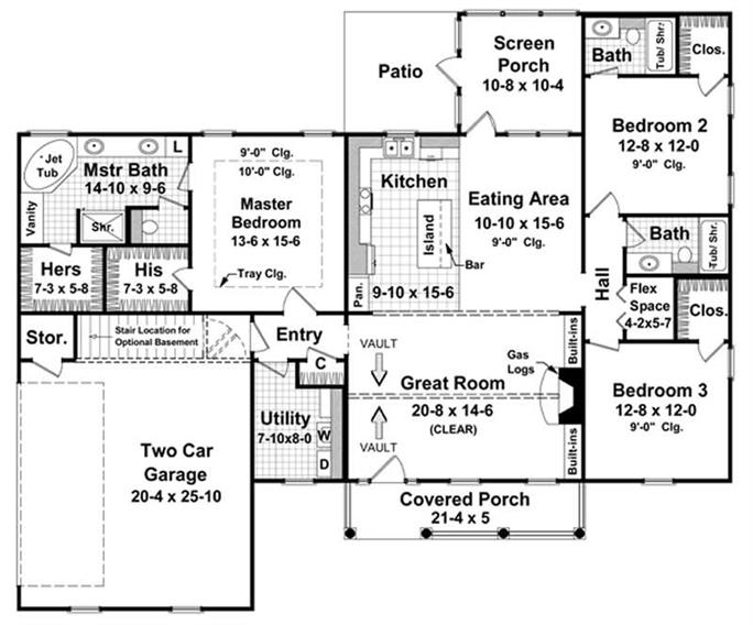 1800 Sq Ft Country Ranch House Plan 3, 1800 To 2000 Square Foot Home Plans