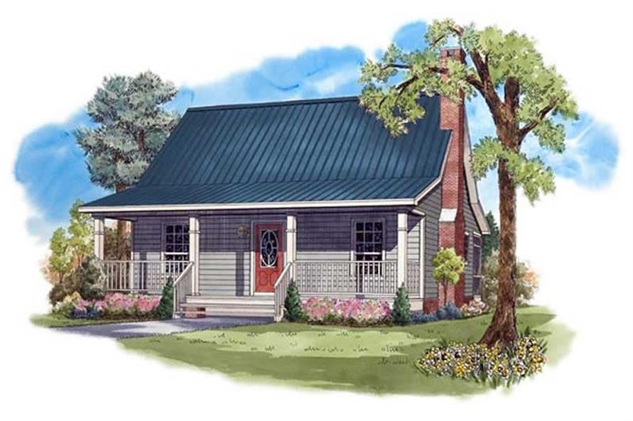 Color rendering of Bungalow home plan (ThePlanCollection: House Plan #141-1208)