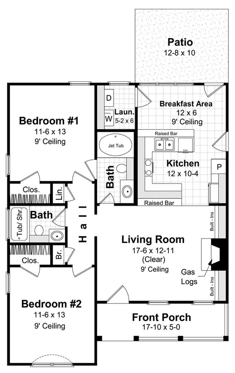 Country Home  Plan  2 Bedrms 2 Baths 1000  Sq  Ft  141 1230