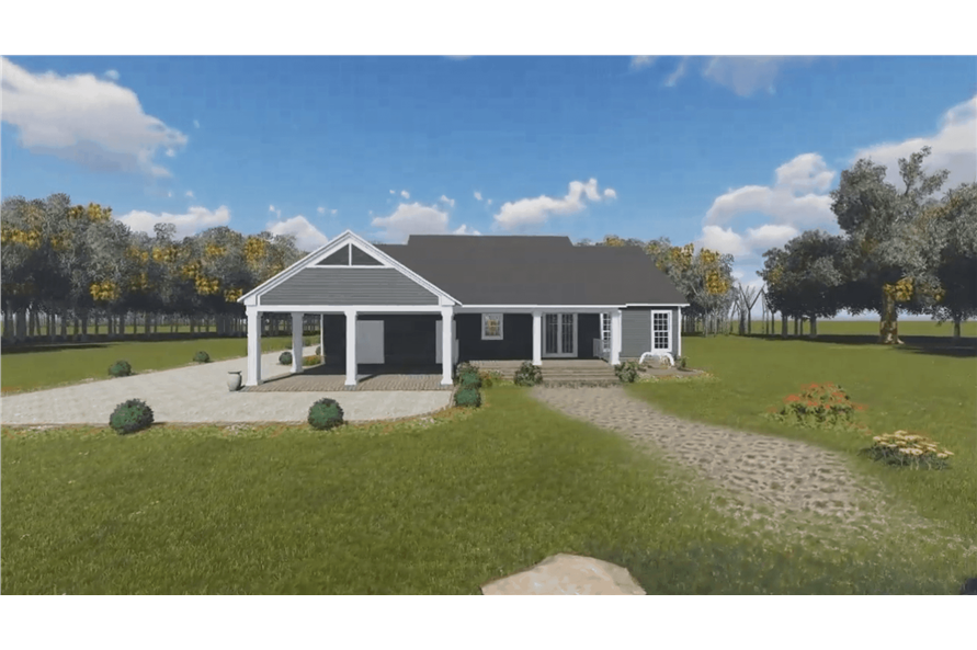 One Story Country Ranch House Plan 3, House Plans With Carport In Rear