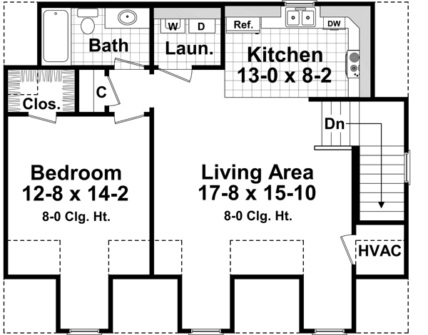 Country Garage with Apartment Plan  141 1252 1 Bedrm 2 