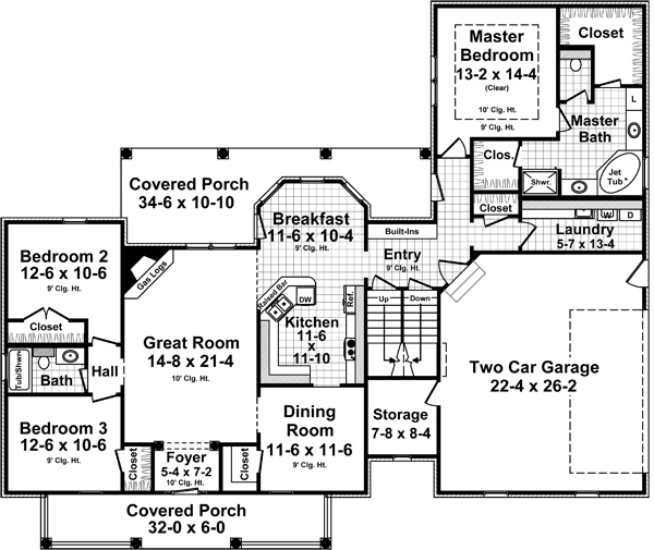 Floor Plan First Story of Country Plan #141-1269