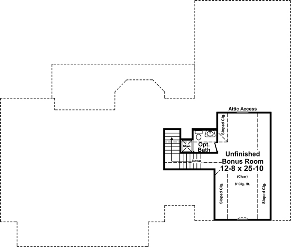 Floor Plan Bonus Room of Country Plan #141-1269
