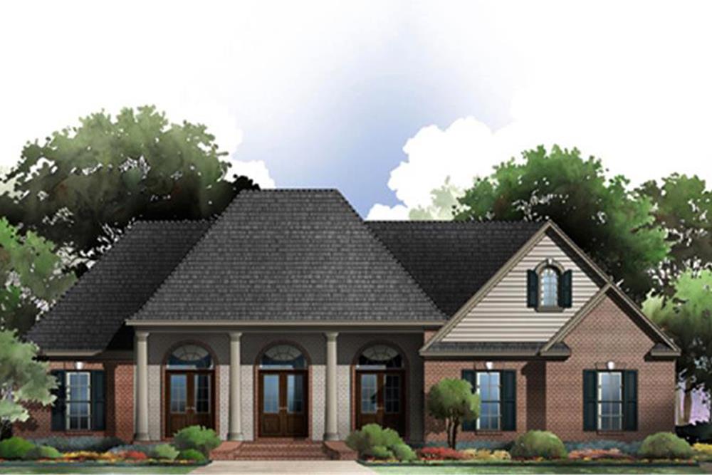 Color rendering of Acadian home plan(ThePlanCollection: House Plan #141-1274)