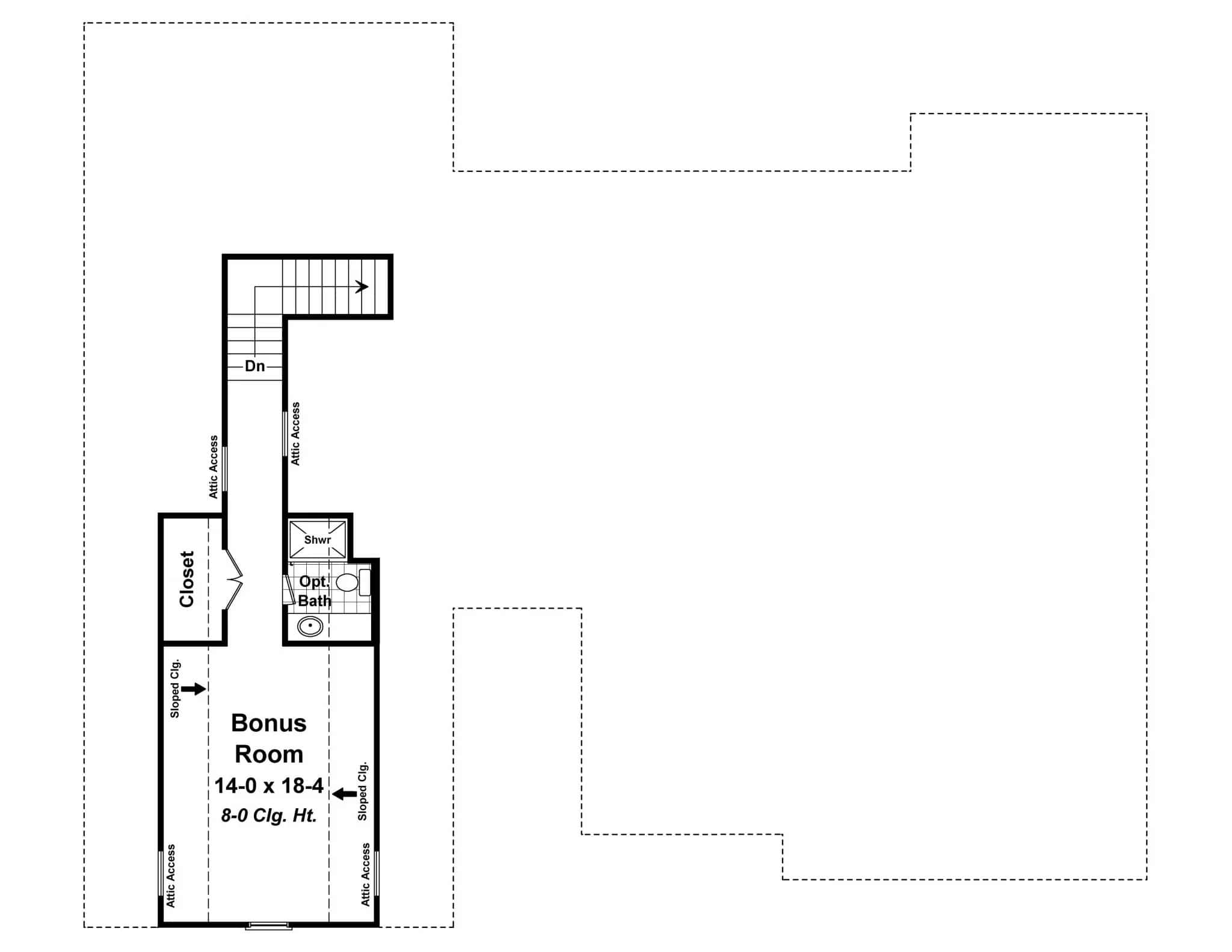 Floor Plan Bonus Room of Craftsman Plan #141-1276
