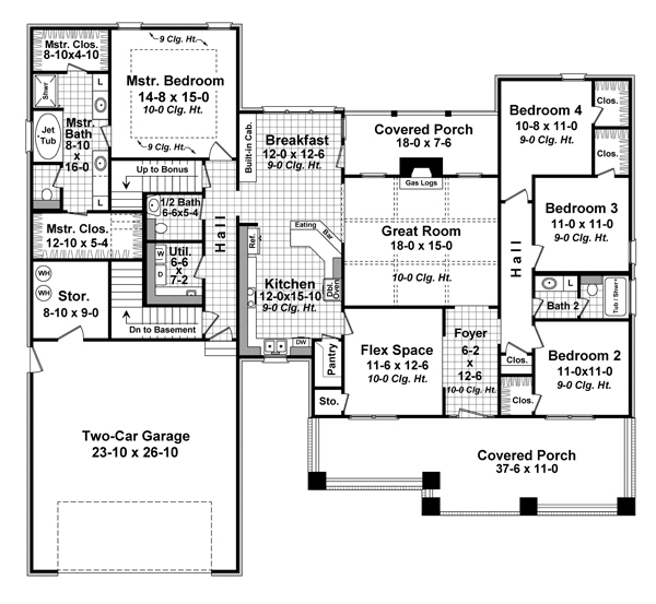 Floor Plan First Story of Craftsman Plan #141-1279