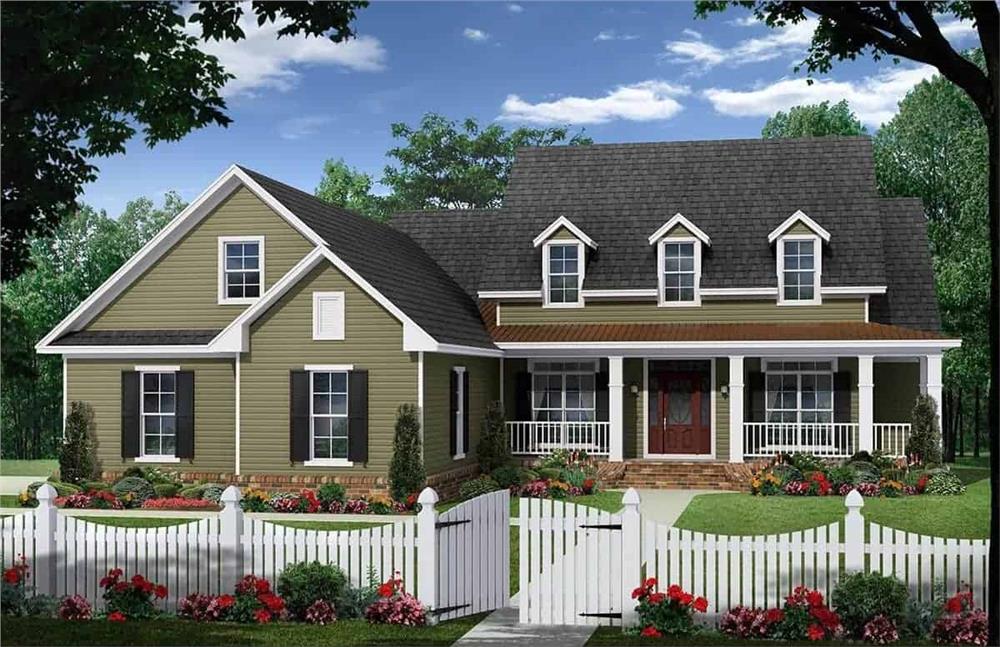 Front elevation of Country home (ThePlanCollection: House Plan #141-1282)