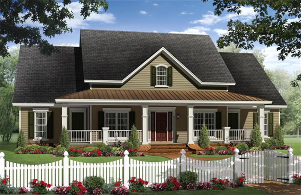 Front elevation of Country home (ThePlanCollection: House Plan #141-1284)