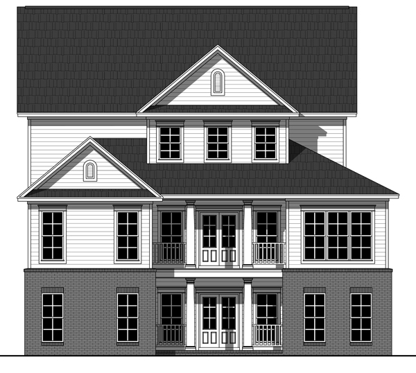 Home Plan Rear Elevation of this 4-Bedroom,2510 Sq Ft Plan -141-1285