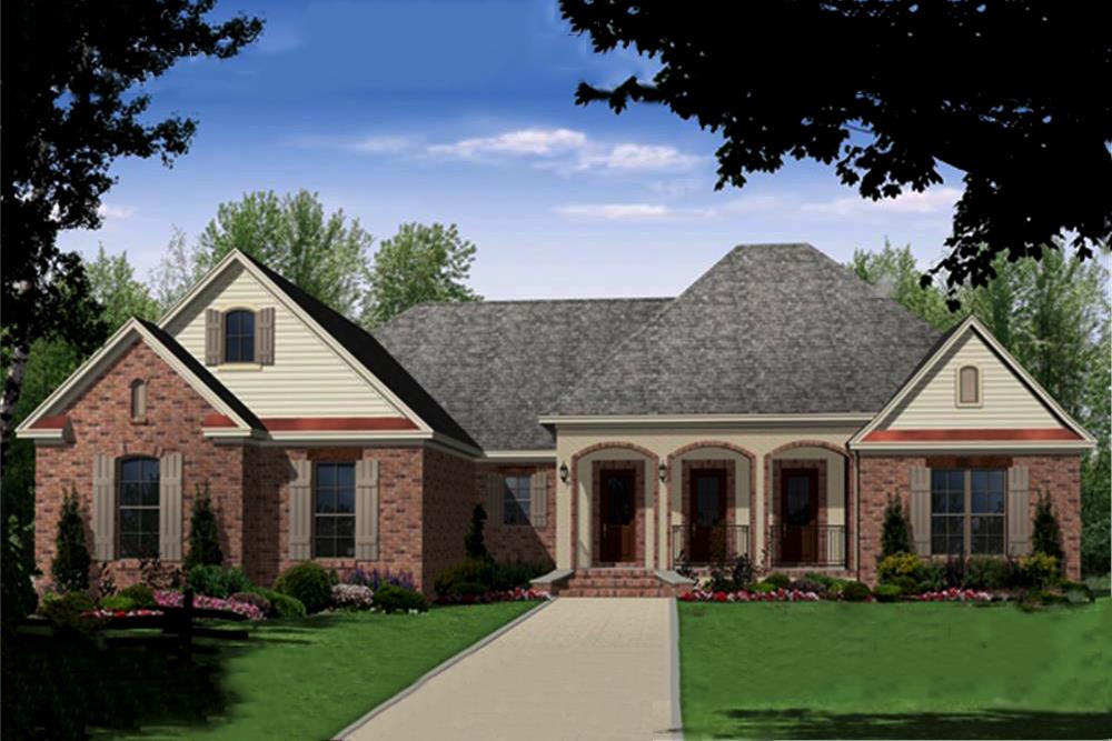 Color rendering of Country home plan (ThePlanCollection: House Plan #141-1289)