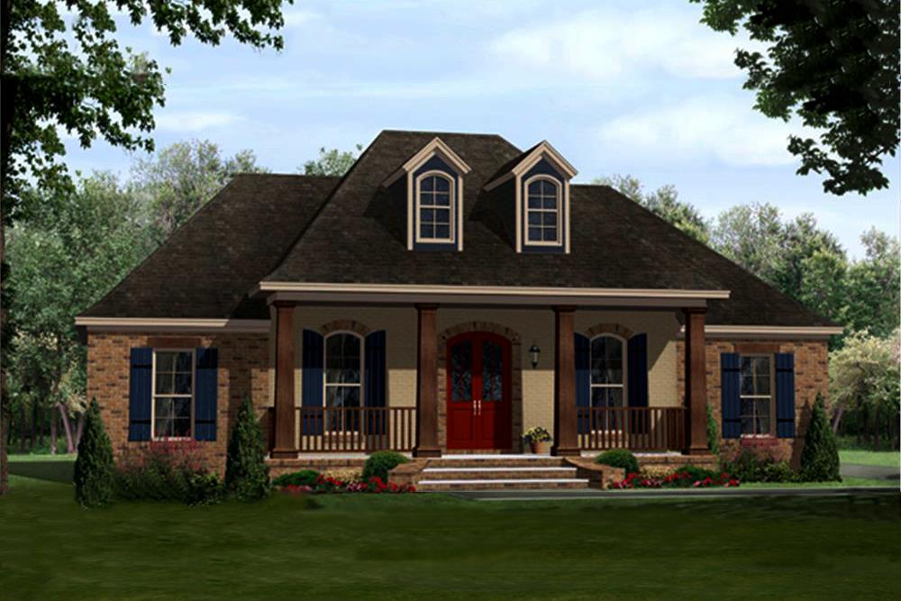 Color rendering of Country home plan (ThePlanCollection: House Plan #141-1296)