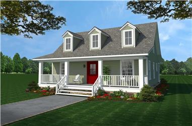 2-Bedroom, 1016 Sq Ft Country Home Plan - 141-1303 - Main Exterior