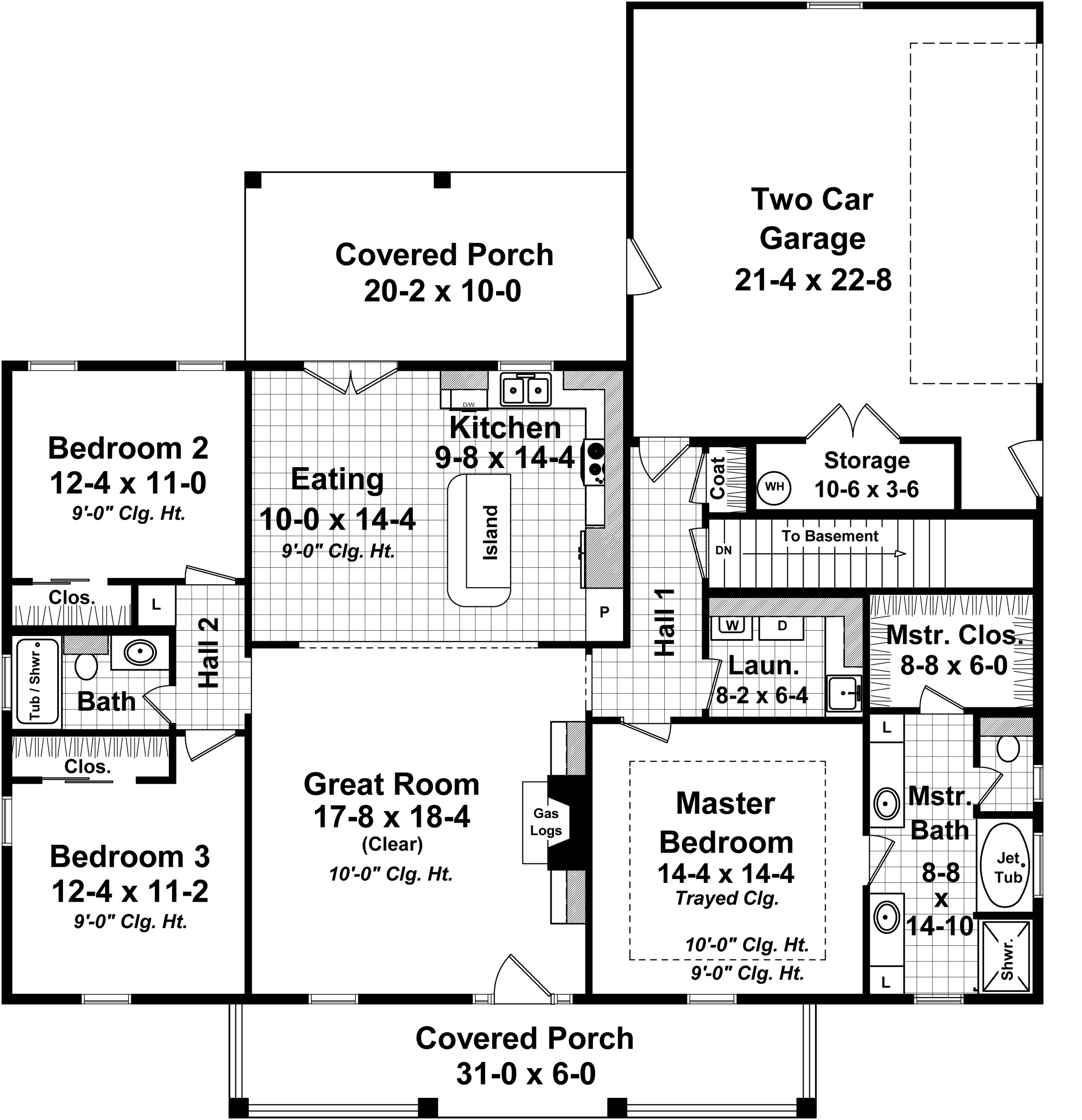 Floor Plan First Story of Country Plan #141-1304