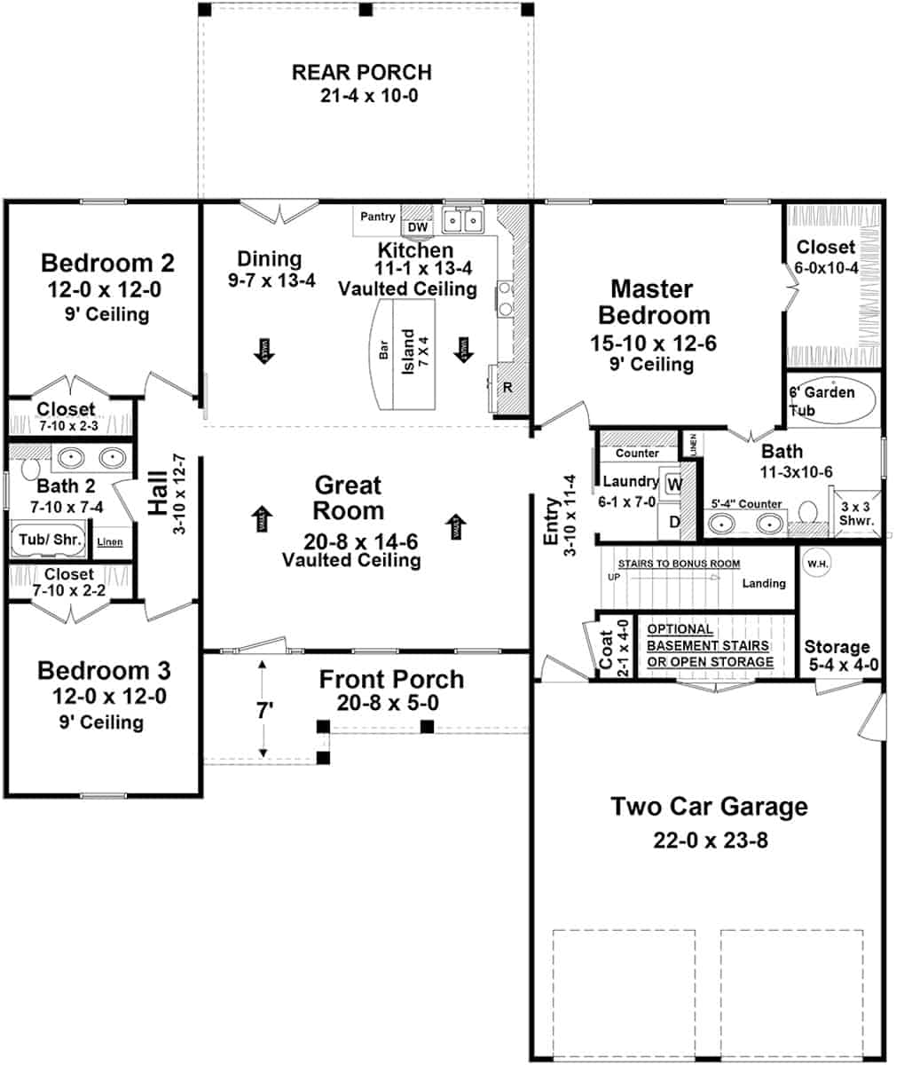 Main Level of Ranch Plan #141-1322