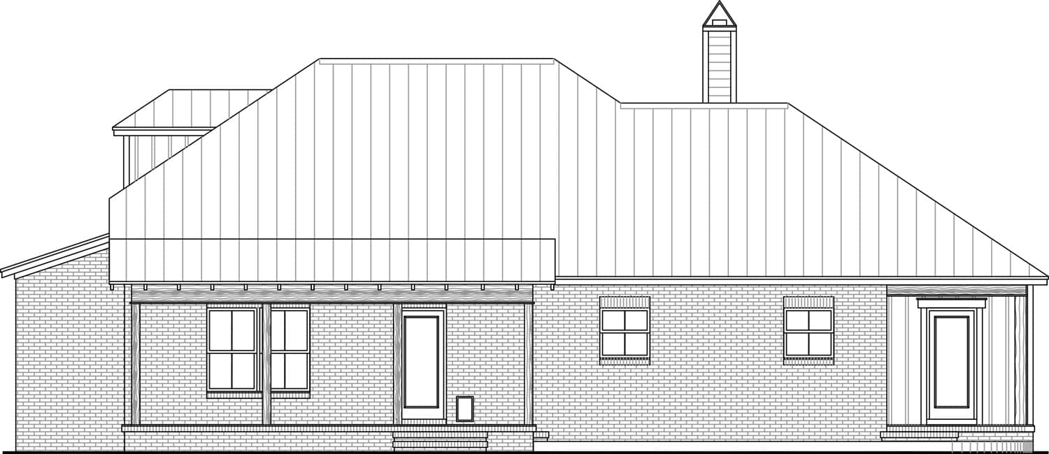 Home Plan Rear Elevation of this 3-Bedroom,1906 Sq Ft Plan -141-1336