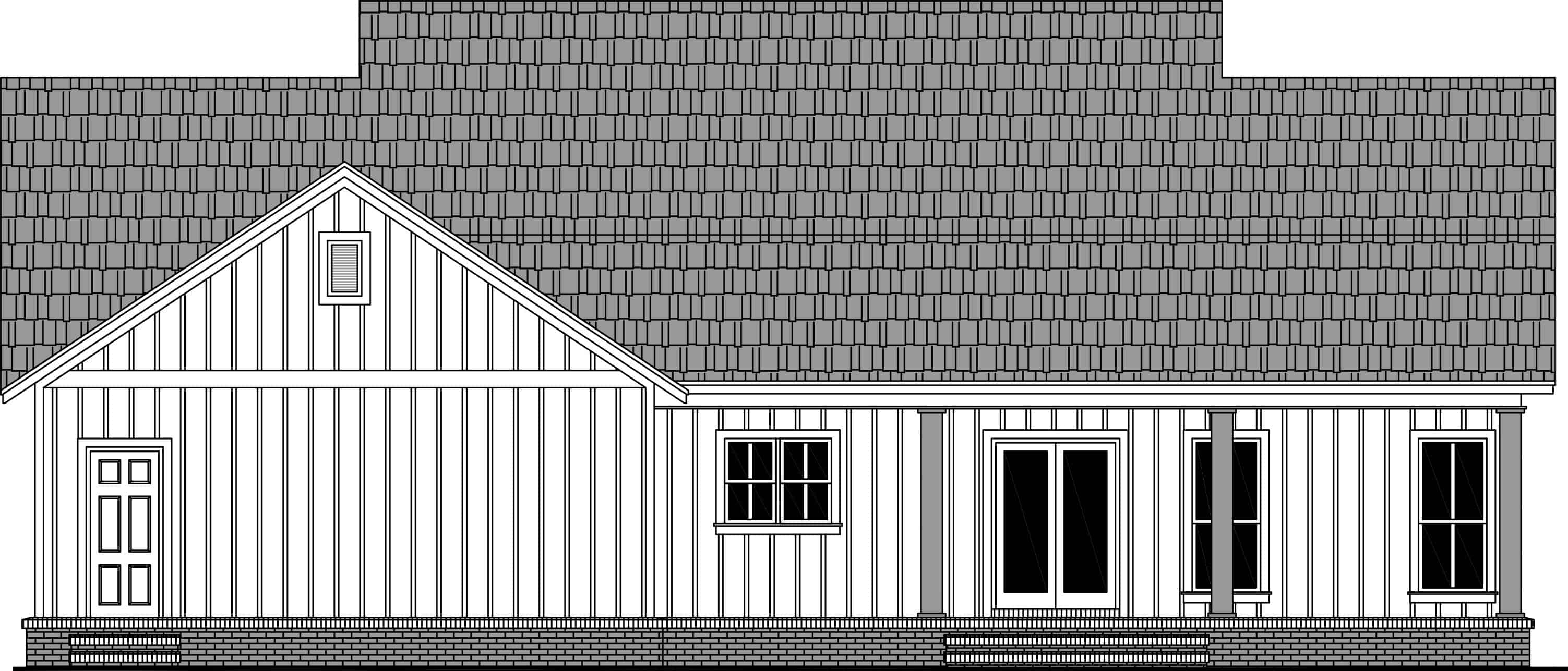 Home Plan Rear Elevation of this 3-Bedroom,1800 Sq Ft Plan -141-1342