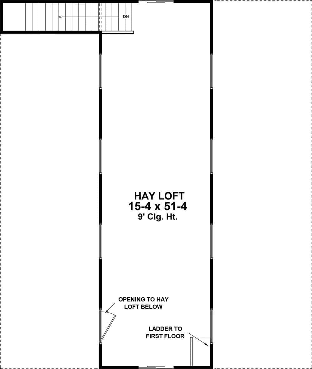 Upper Level of Barndominium Plan #141-1343
