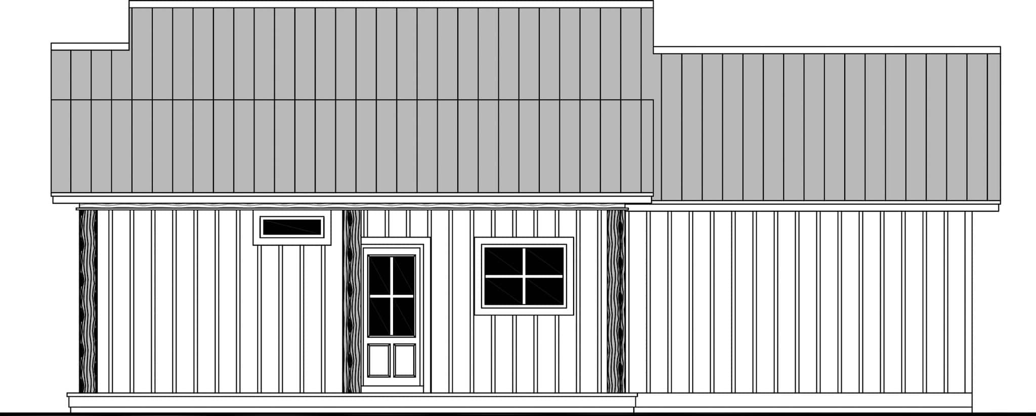 Home Plan Rear Elevation of this 1-Bedroom,716 Sq Ft Plan -141-1344