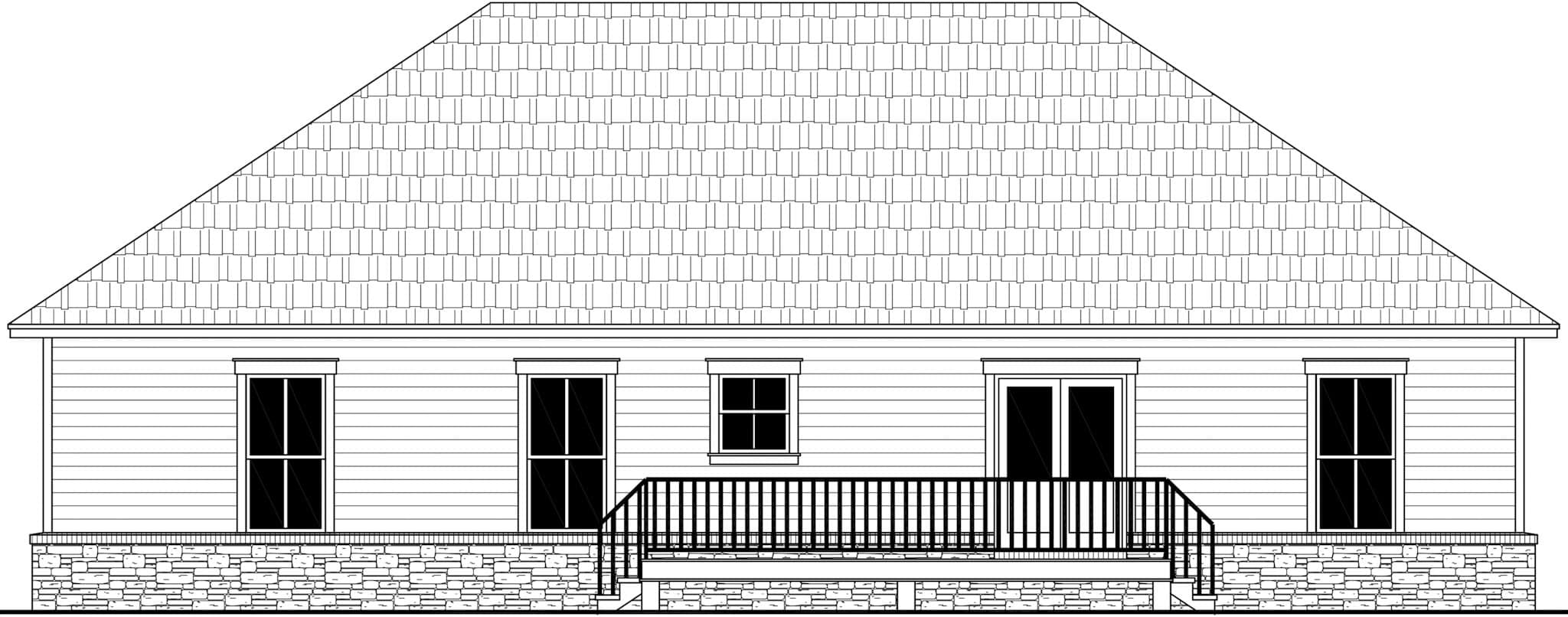 Home Plan Rear Elevation of this 3-Bedroom,1600 Sq Ft Plan -141-1347