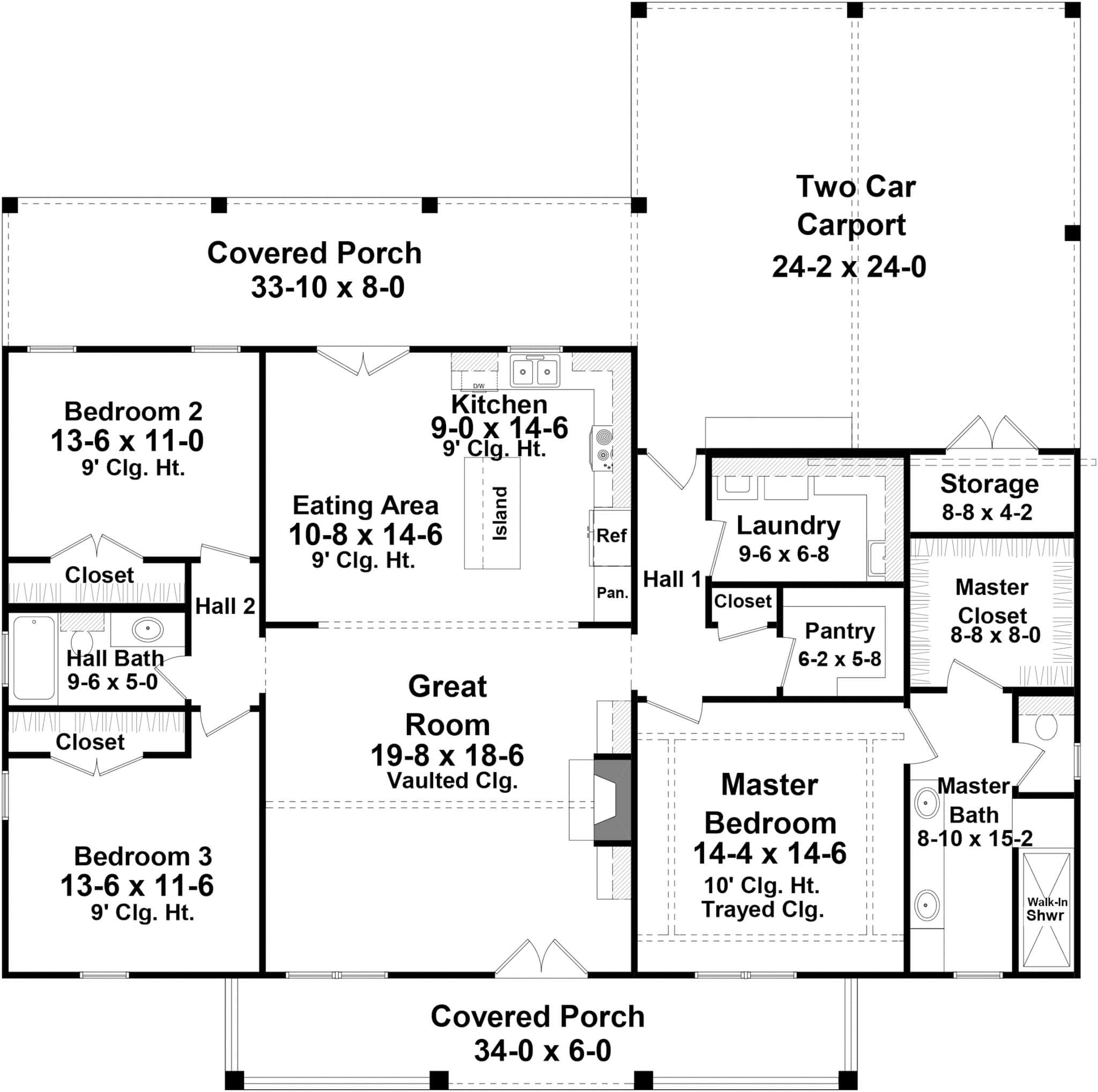 Main Level of Modern Farmhouse Plan #141-1348