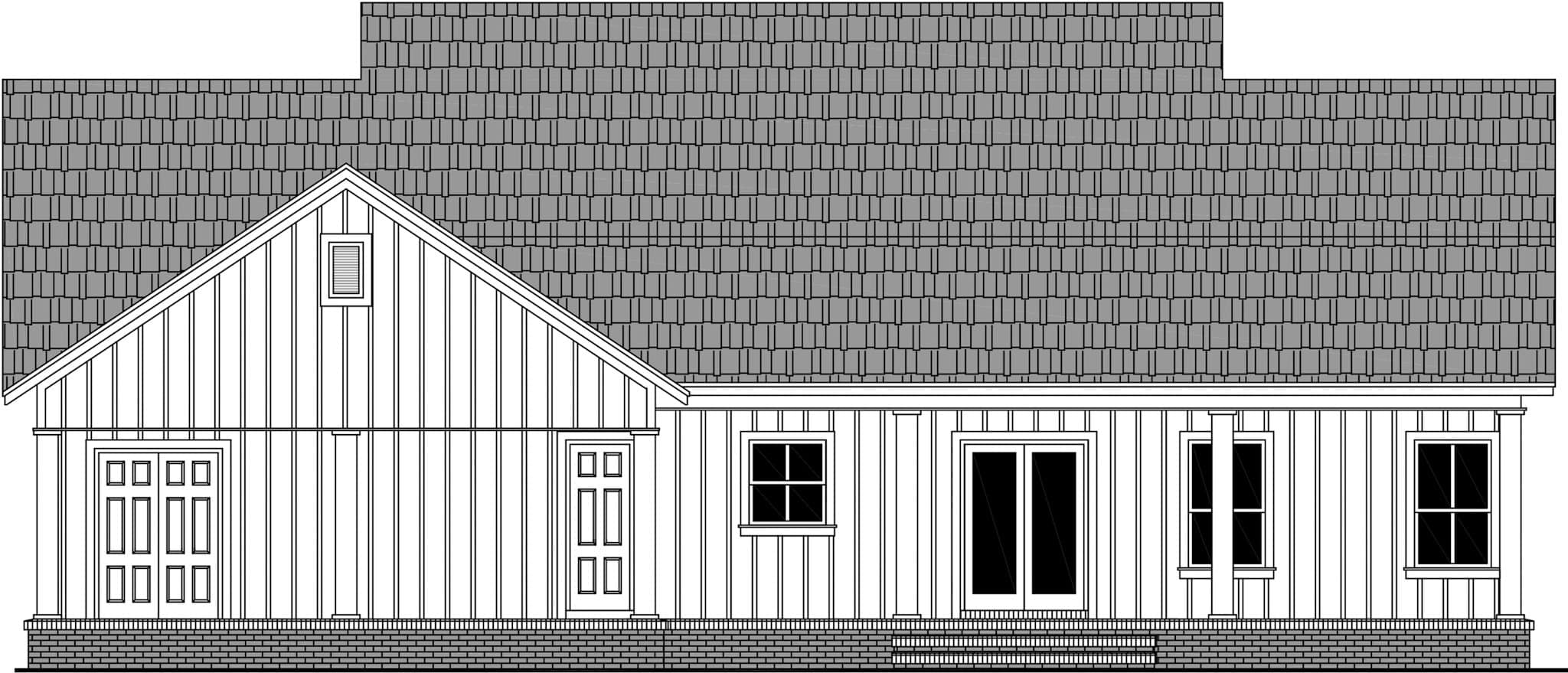 Home Plan Rear Elevation of this 3-Bedroom,1800 Sq Ft Plan -141-1348